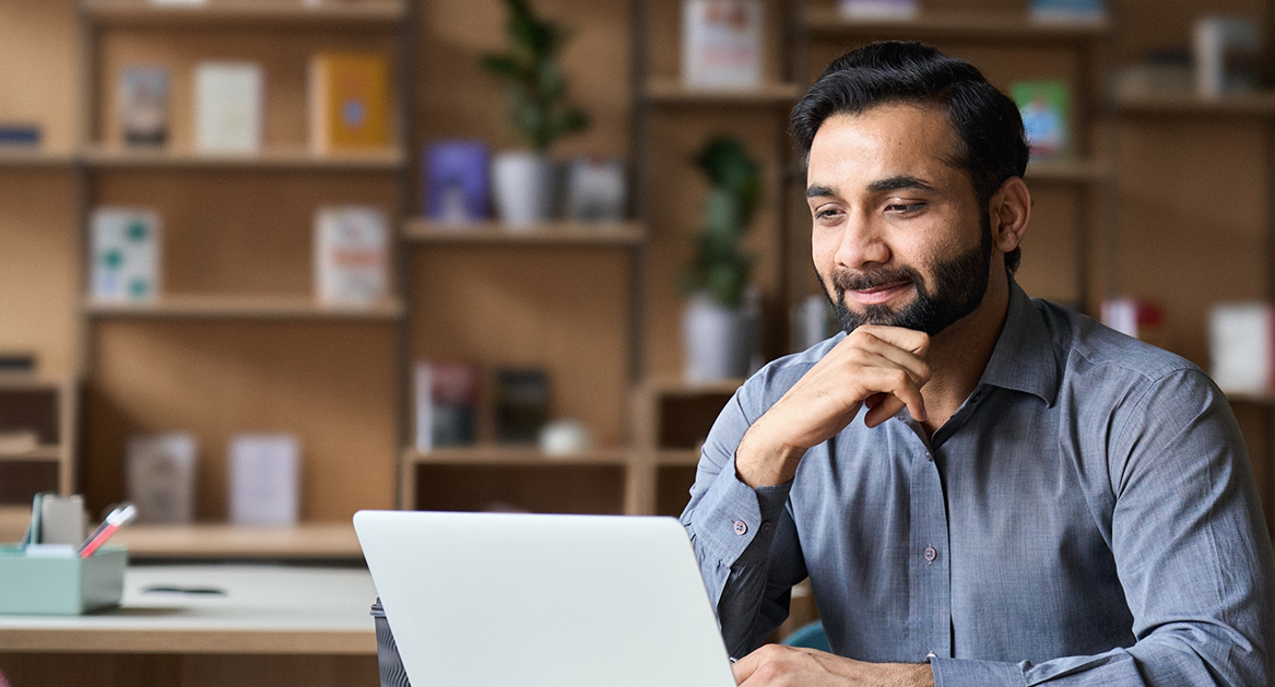 Man using his laptop to request a dental appointment in Beaverton